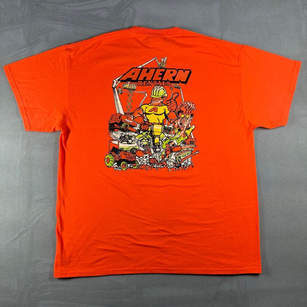 Ahern Rentals Safety Orange Graphic T-Shirt Men’s XL Construction Equipment Tee